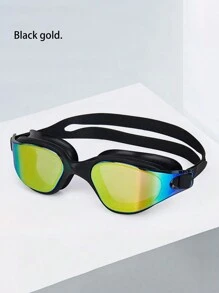成年人用1入組游泳護目鏡，一體式矽膠大框架，大視野游泳眼鏡，防水和電鍍黑色、銀色、白色和粉色防曬游泳眼鏡。 - 彩色 - 查看 19