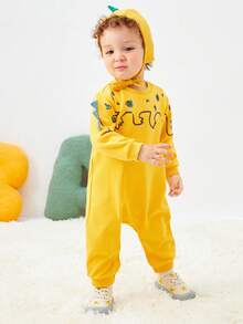 Balabala 婴儿衣服哈衣宝宝衣服抱衣爬行服秋季舒适可爱甜美可爱 - 黃色 - 查看 1