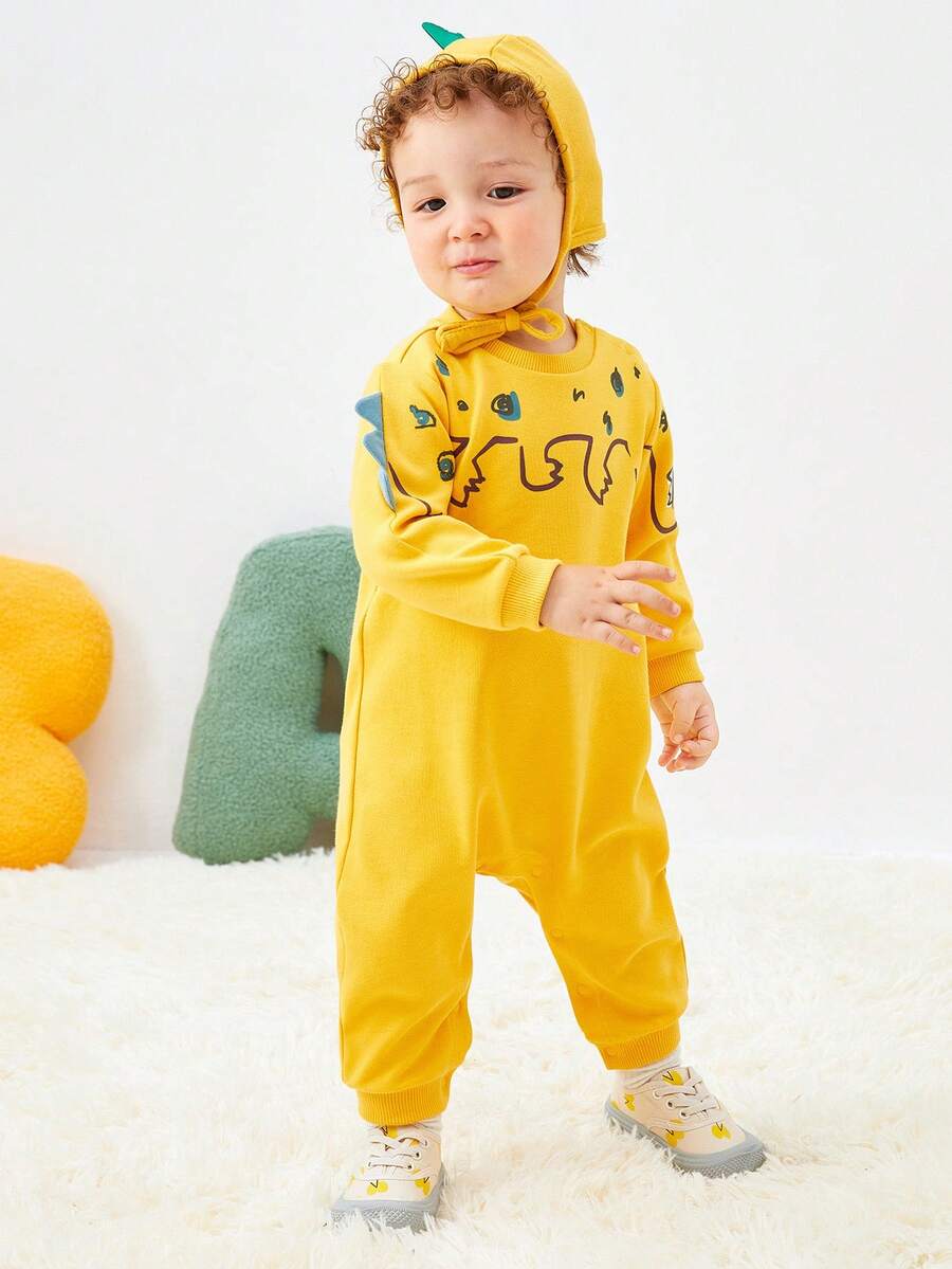 Balabala 婴儿衣服哈衣宝宝衣服抱衣爬行服秋季舒适可爱甜美可爱 - 黃色 - 查看 1