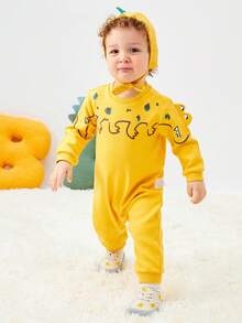 Balabala 婴儿衣服哈衣宝宝衣服抱衣爬行服秋季舒适可爱甜美可爱 - 黃色 - 查看 3