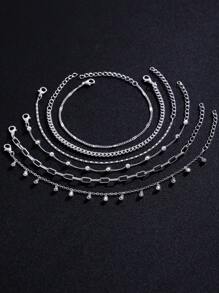Bộ 6 vòng tay nữ hạt rỗng màu bạc đơn giản và sành điệu, thích hợp cho trang phục thường ngày của phụ nữ, chụp ảnh dạo phố, đi biển, hẹn hò, quà tặng và phụ kiện lễ hội - Bạc - Xem 2