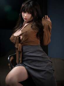 Linkooer 33kg Sex Doll Silicone Head Implanted Hair TPE Body Soft Jelly Breast Butt Lifelike Love Doll With Metal Skeleton Realistic Vagina Anus Dual Channel Standing Feet Real Touch