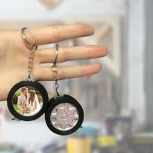 1pc Custom Photo Mini Portable Retractable Tape Measure, Personalized Tape Measure Custom Photo Measurement Tool, Tire Shaped Plastic Tape Measure Keychain Portable Automatic Rebound Steel Tape Measure, Portable Tool For Daily Use, Very Suitable For Home Measurement, School, Office Use, Birthday Gifts For Dad, Mom, Boyfriend And Girlfriend, Colleagues, Valentine's Day Party Gifts, Unique Gift Creativity For Travel Camping Back To School,Back To School,School Supplies