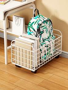 Backpack Storage Rack, Snack And Item Organizer, Wheeled Basket With Iron Construction For Books, Small Table Cart, And Under Desk Book Box - Multicolor - View 4