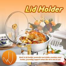 Chafing Dish Buffet Set Of 4 Pack, 5 QT Silver Round Catering Warmer Set With Food And Water Trays, Stainless Steel Chafing Dishes With Glass Lid & Holder For Event Party Holiday - Gold - View 6
