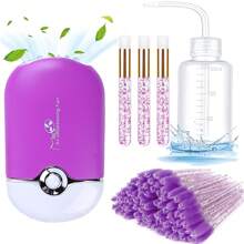 眼睫毛清潔套裝，附有USB迷你便攜式睫毛風扇、睫毛洗髮水刷和3個鼻黑頭去除面部清潔刷，1個塑料洗瓶，為眼睫毛延長用品提供 - 彩色 - 查看 14