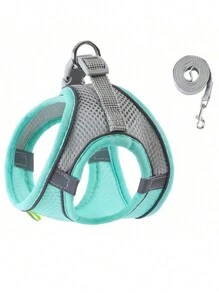 全新寵物胸掛式馬甲狗胸腹帶，適用於小型和中型犬，附帶寵物拖繩 - 彩色 - 查看 15