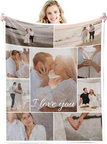 Personalized Picture Collage Blanket With Text, Customized With 10 Photos For Birthday, Anniversary, Wedding, Halloween Or Christmas, Romantic Gift For Boyfriend Or Girlfriend Love, Cozy, Warm, Soft, Comfortable Custom, Unique, Personalized Ideal Gifts For Him Her, Boyfriend, Girlfriend, Dad, Mom, Family, Friends, Pets For Anniversaries, For Valentine's Day, For Mother's Day - 10 Photos - View 11