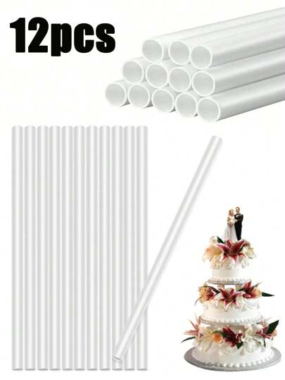 12Pcs Cake Supports,For Stacking - Wedding Cake Dowels Plastic Cake Dowel Rod White Cake Dowel Rods Cake Straws For Stacking And Supporting,Cake Sticks,Cake Dowel Straws,Wedding Cake Dowels Plastic Cake Dowel Rod White Cake Dowel Rods Cake Straws For Stacking And Supporting Back To School
