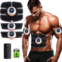 USB Rechargeable Wireless EMS Muscle Stimulator ABS Abdominal Muscle Trainer Toner BodyHip Trainer   Unisex - Black - View 1