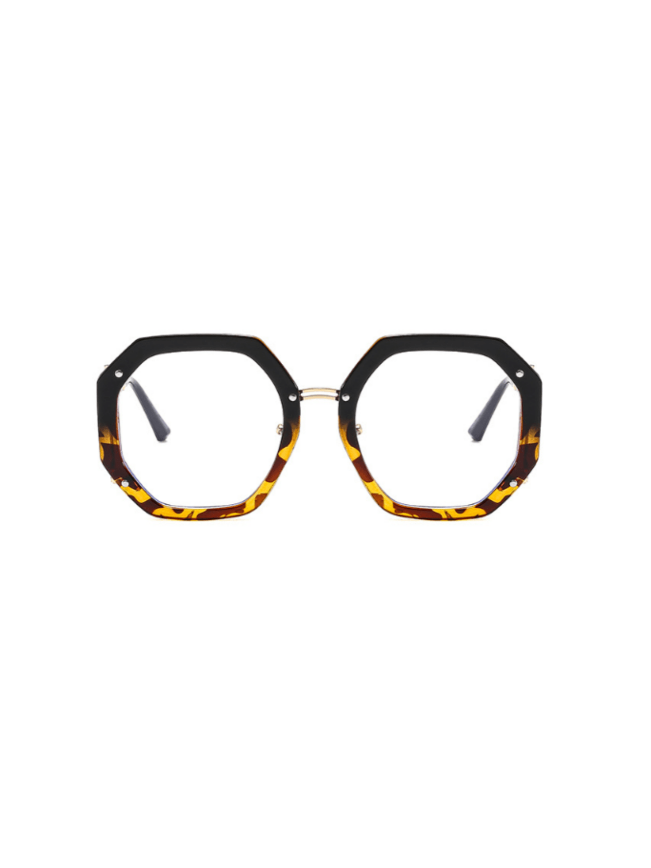 Fashionable Women's Oversized Metal Eyeglasses Frame With Unique Hollow