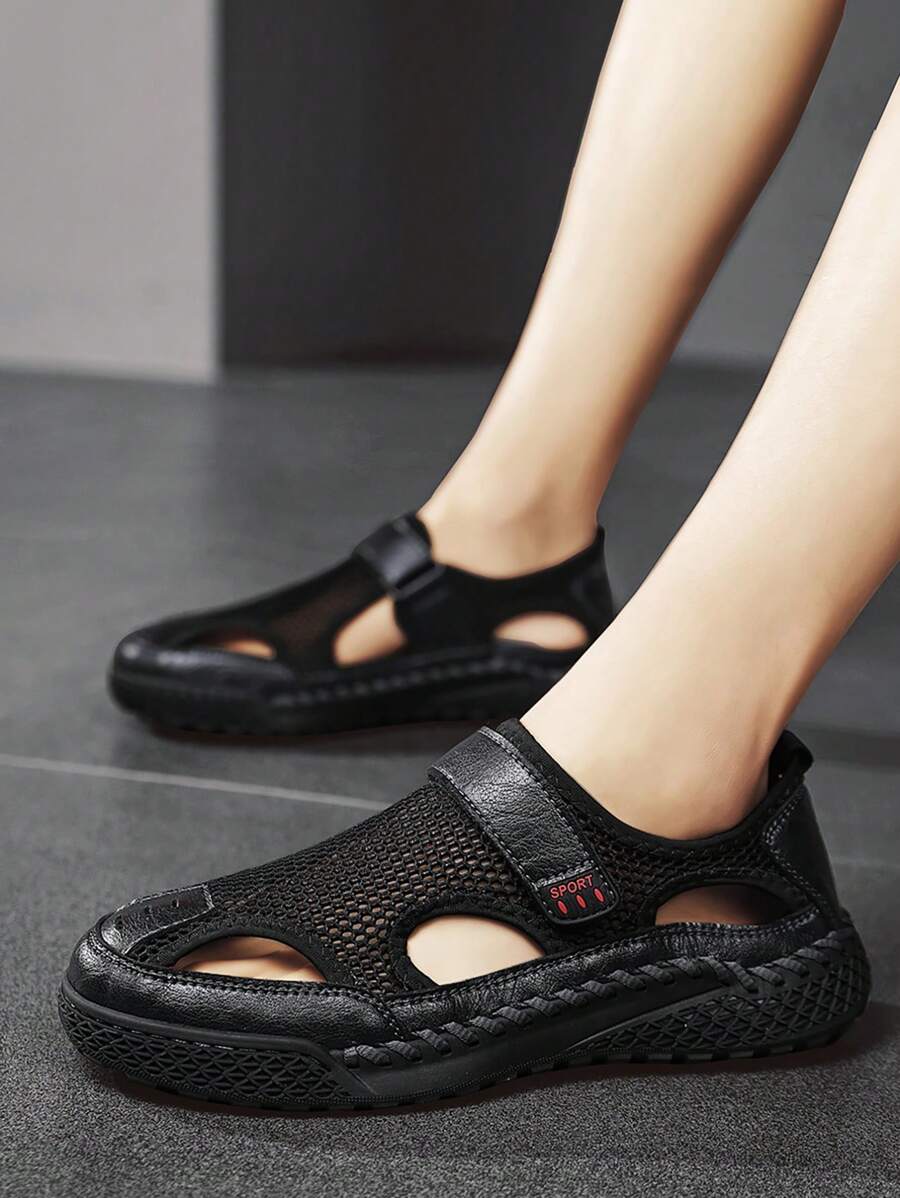 Men's Casual Slip-On Hollow Breathable Sandals, Summer - Black - View 1