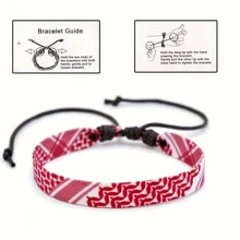 Bohemian Style 3D Printed Fabric Bracelet,  Arab Inspired Handwoven Wristband, Adjustable Fashion Jewelry, Perfect Accessory For Men And Women
