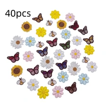 40入組刺繡熨貼混合蝴蝶黛西葵花蜜蜂裝飾,用於diy徽章貼紙縫紉配件diy手工藝裝飾 - Mixed Butterflies and Flowers - 查看 8