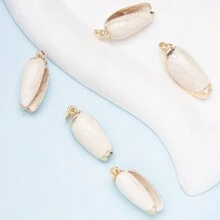 5入組自然金箔邊鮑魚貝殼螺形螺殼海洋風格彩色貝殼吊墜項鍊，時尚DIY珠寶風鈴項鍊和手鍊，男女均可 - 5pc吊墜 - 查看 10