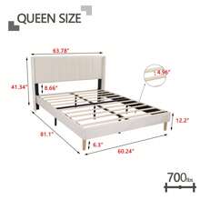 Upholstered Platform Bed Frame With Headboard,Mattress Foundation,Strong Wooden Slats Support,No Box Spring Needed - 米色 - 查看 8