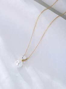 1pc S925 Sterling Silver Heart Shaped Necklace, With Zirconia And Pearl, Perfect For Wedding Or Simple Daily Wear, Silver Jewelry With Unique Design And Light Luxury INS