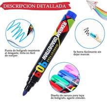 12 Piezas Marcadores De Pizarra Blanca, Tinta Recargable, Marcadores para Pizarrón Blanco Blanca Borrables, Plumones Pizarrón Blanco para La Escuela, Oficina, Uso de Plumones En El Hogar, Marcador Pluma de Resaltador - Multicolor - Ver 3