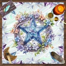 1pc Yule Tarot Cloth, Spring Watercolor Painting Year Wheel Altar Tablecloth, Pagan Pentagram Table Cover, Mystery Tarot Card  Divination Reading Cloth, Tarot Pad For Room Dorm Decoration