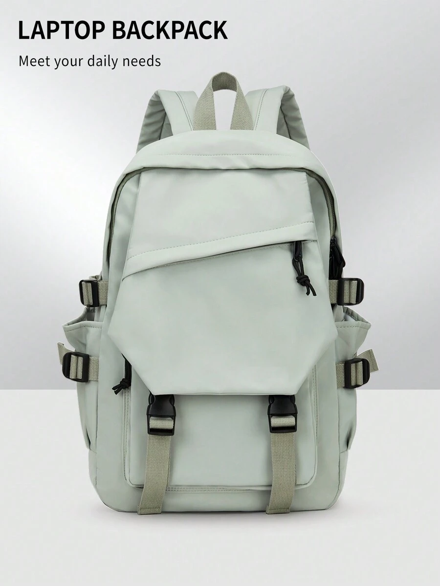 小型学校背包笔记本电脑背包 14-15.6 英寸，男女皆宜，轻便学校书包男女电脑包，适合工作大学，防水户外徒步旅行背包，带多功能口袋，男女旅行电脑背包，适合 14 英寸笔记本电脑，超薄休闲背包，防水书包小学初中高中书包，适合儿童青少年女孩男孩大学生 - 薄荷綠 - 查看 1