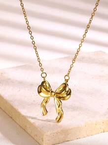 1PC Bow Tie Necklace Bowknot Pendant Necklace For Women Friendship Jewelry Best Friend Gift Valentines - 1 - View 1