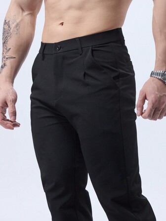 Pantalones casuales, pantalones de negocios, uso diario, pierna recta, elásticos, moda