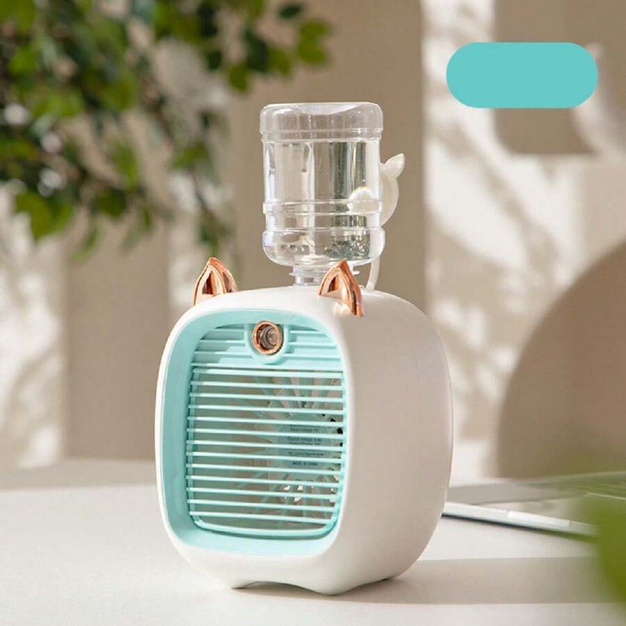 Ventilador de aire acondicionado de agua, acondicionadores de aire con enfriador de viento personal creativo, ventilador portátil Ventilador de escritorio Turbo Spray Humidificación Enfriador - Azul - Ver 1