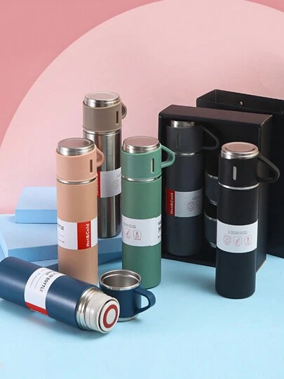 3入組/套禮物盒304不銹鋼絕緣杯子(1絕緣杯子帶3茶杯)