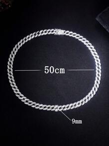 1 Stück 9mm - 50cm Halskette mit Strass-Stangen, S925 Sterling Silber Herren Hip Hop Kette, funkelnder luxuriöser hochwertiger Schmuck, Boutique-Schmuck, Herrenschmuck-Geschenk - Bar-Diamant-Halskette - Übersicht 6