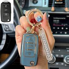 大眾汽車鑰匙包配鑰匙扣套裝，適用於寶來、速腾、捷达、全新一代朗逸、途安、帕萨特、高尔夫、帕萨特 CC、途观、POLO等車型，TPU汽車鑰匙套，帶鑰匙扣，保護鑰匙 - A3-鑰匙鏈5 - 查看 14