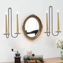 1 chân nến treo tường bằng kim loại màu đen, chân nến trang trí phòng khách/nhà nông hiện đại tối giản, trang trí Halloween/Giáng sinh, quà tặng, đồ trang trí Giáng sinh, quà tặng Giáng sinh - màu đen - Xem 5