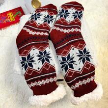 1 Pair Of Quiet Home Floor Socks For Men And Women, Thickened & Thermal Lined With Anti-Slip Design, Winter Sleeping Socks To Keep Feet Warm - Red - View 4