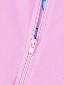 1 件女童圆领长袖拉链美人鱼鳞片印花泳衣 - 粉色 - 查看 4