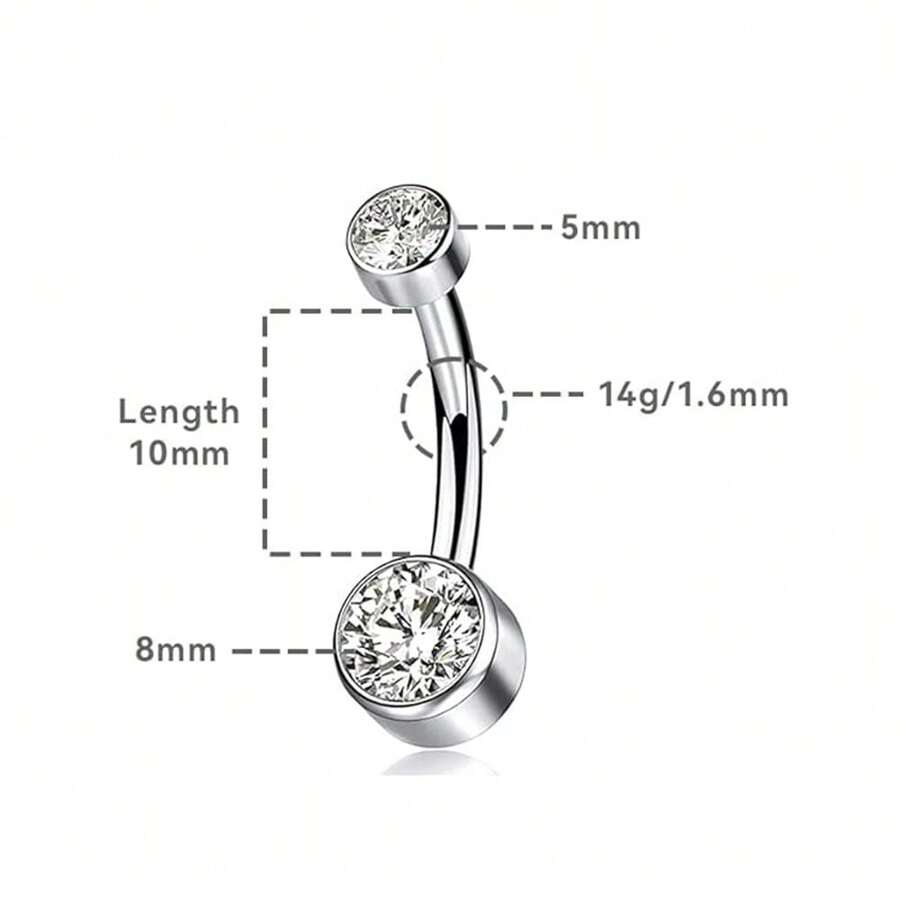 1 Pc 14G G23 Titanium Belly Button Rings Hypoallergenic Medical Implant