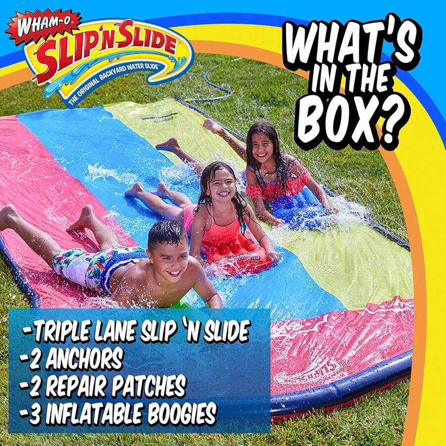 Slip N Slide Triple Slip And Slide With 3 Bodyboards Premium Lawn Water