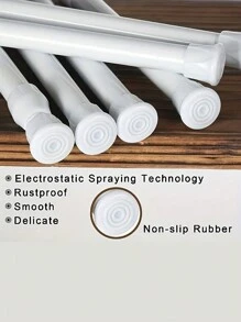 1pc No-Installation Shower Curtain Rod, Retractable Curtain Rod For Door, Window, Balcony, Wardrobe, Christmas Gift - White - View 8