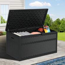 Extra-Large 230 Gallon Deck Box, Outdoor Storage Box With Adjustable Partition, Lockable And Waterproof,Black - màu đen - Xem 1