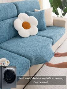 1pc Forest Leaves Jacquard Elastic Sofa Cover, All Seasons Simple Style, Anti-Dirt/Pet Scratching, Festival Decoration, Easy To Clean, Suitable For L-Shape Sofa