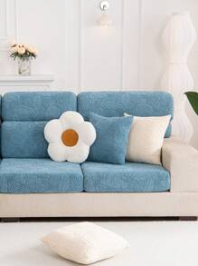 1pc Forest Leaves Jacquard Elastic Sofa Cover, All Seasons Simple Style, Anti-Dirt/Pet Scratching, Festival Decoration, Easy To Clean, Suitable For L-Shape Sofa