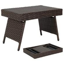Patio Wicker Folding Coffee Table, Outdoor Wicker Side Table For Poolside, Backyard, Balcony, Garden - Brown - View 1