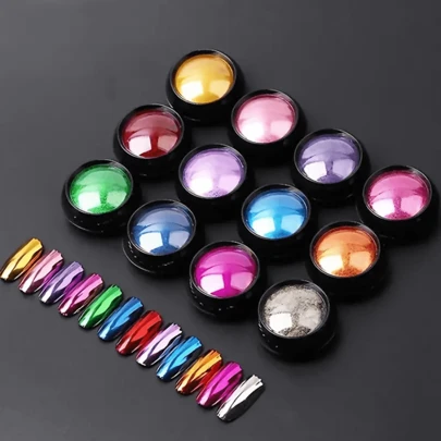 12 Colors Nail Glitter Powder Metal Manicure Gel Polish Chrome Pigment Dust Nail Art Decoration