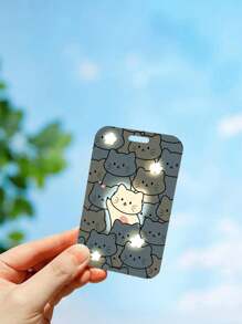 1pc Lovely Elastic Card Holder With Lanyard Strap For Student Id Card, Access Card, Work Card - White - View 3