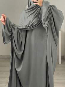 1pc Moisture-Wicking And Breathable Loose Comfortable Batwing Abaya, Suitable For Women's Daily Wear Without Headscarf Soft Hijab,Women Veil - 彩色 - 查看 6