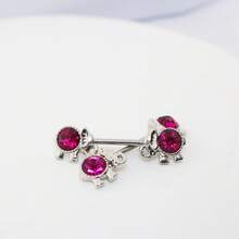 2pcs Set Of Body Piercing Jewelry With Nipple Rings And Elephant Shape, Gold Plated With Rhinestone Effect, European And American Fashion Personalized - Elephant Nipple Ring Gemstone - View 8
