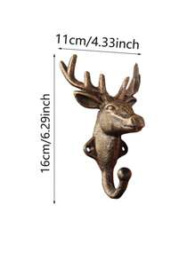 1 Stück Amerikanischer nordischer INS Hirsch-Kopf-Eisenhaken Wand dekorativer Haken, Gusseiserner Hirsch-Geweih-Einzelaufhänger zur Wandmontage