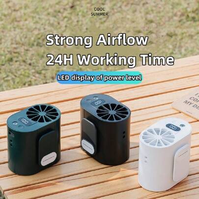 SKUDY Portable Waist Clip Fan, 10000mAh Battery Operated Necklace Fan, 23 Hours Working Time, 4 Speeds, 9m/S Strong Airflow Hands-Free Belt Fan For Outdoor Works, Farm, Hiking, Camping, Travel