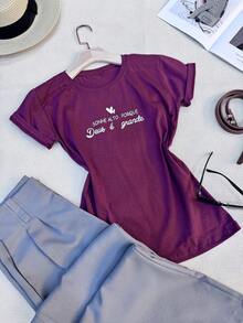 Women T-Shirts - 中紫紅色 - 查看 2