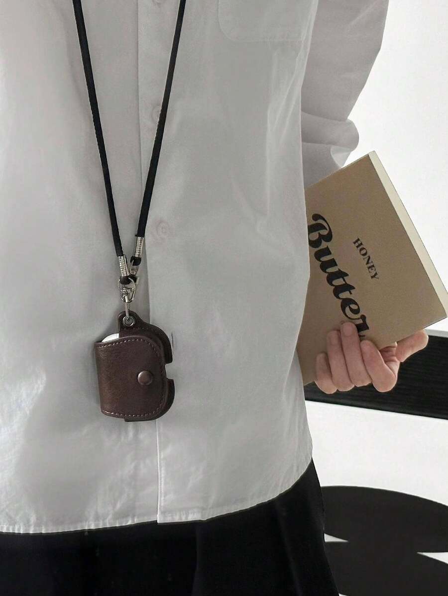 复古皮革专业保护壳，斜挎保护套，适用于 Apple 1/2/3/Pro 3 无线蓝牙耳机 - 咖啡棕 - 查看 1