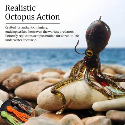 1 pieza Señuelos de pesca para bajo, señuelo de pesca suave Swimbait de pulpo, plomadas de plomo de alta resistencia para la pesca de salmón, bajo y trucha con aparejo de curricán