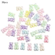 30/60/100 pièces Perles d'espacement d'ours colorés, accessoires de bijoux DIY pour fabrication de bijoux faits à la main et pour décoration